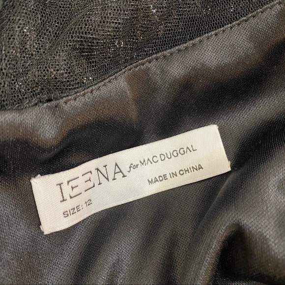 Mac Duggal Black Sequin Tiered Long Sleeve Midi Dress NWT Size 12 - Picture 8 of 10